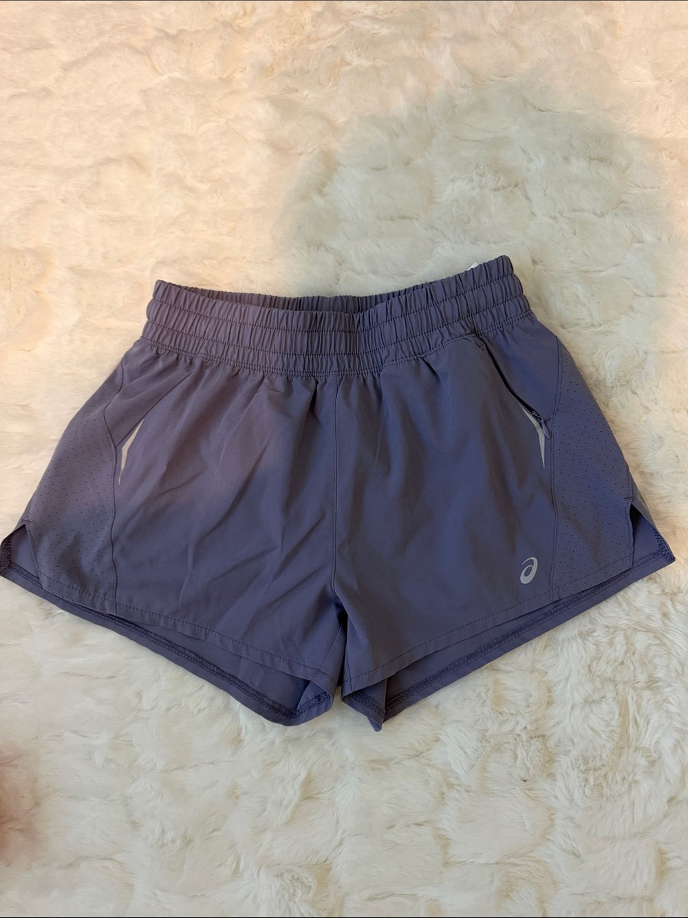 Asics Women's Lavender Athletic Shorts with Elastic Waistband
